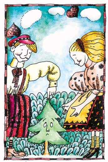 Andersen, L'abete, libro illustrato per bambini, Le rane Interlinea
