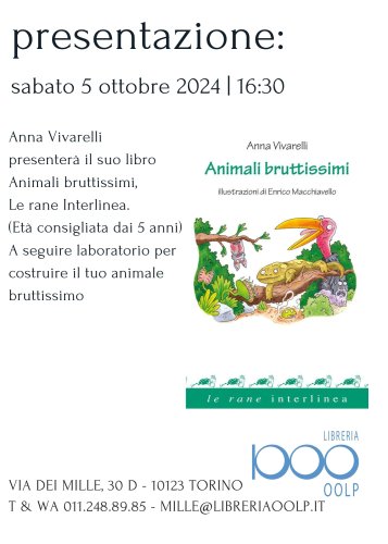 Animali bruttissimi: presentazione e laboratorio a Torino