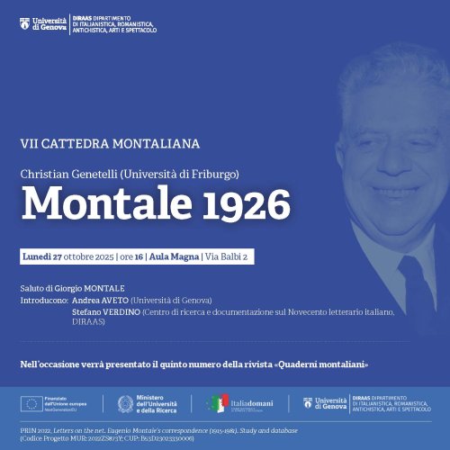 VII Cattedra Montaliana. Christian Genetelli: