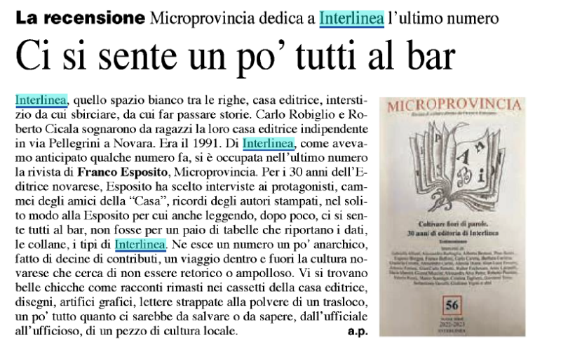 Coltivare fiori di parole. 30 anni di editoria di Interlinea. Testimonianze