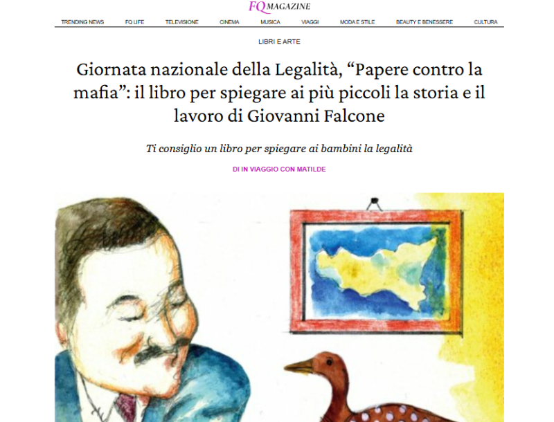 Giornata nazionale della Legalità, “Papere contro la mafia”: il libro per spiegare ai più piccoli la storia e il lavoro di Giovanni Falcone