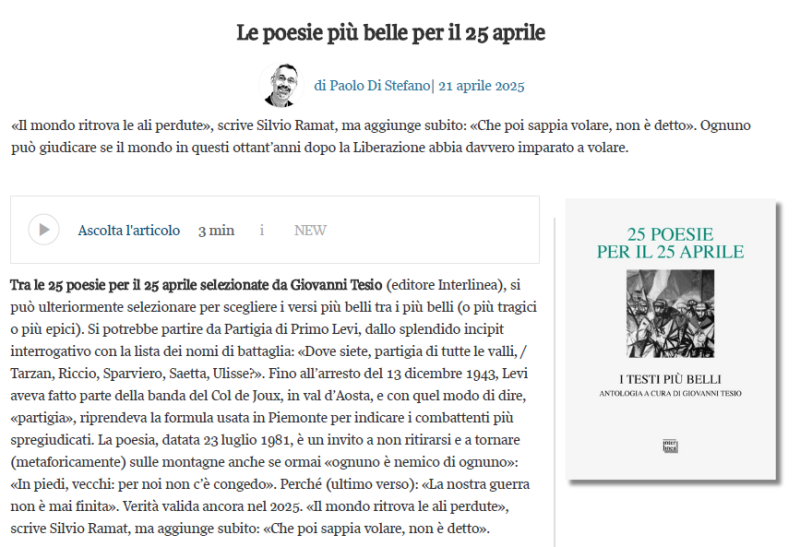 25 poesie per il 25 aprile