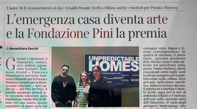 L'emergenza casa diventa arte e la Fondazione Pini la premia