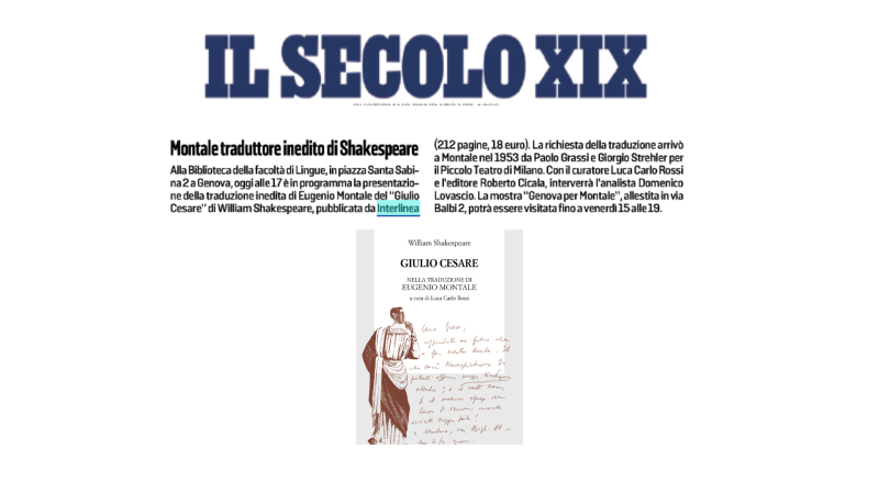 Giulio Cesare nella traduzione di Eugenio Montale