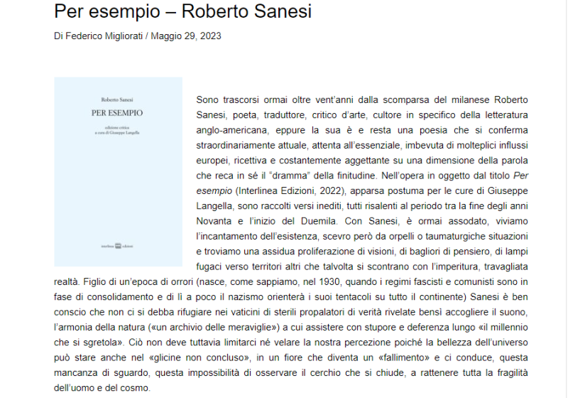 Per esempio - Roberto Sanesi