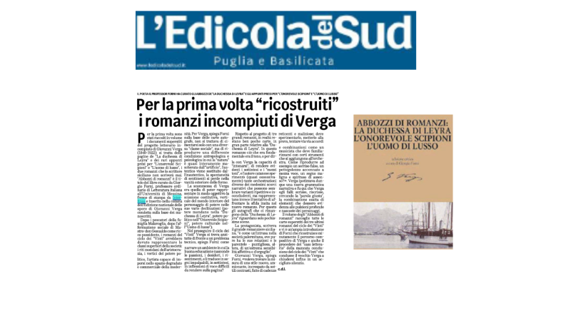 Abbozzi di romanzi: La duchessa di Leyra, L’onorevole Scipioni, L’uomo di lusso