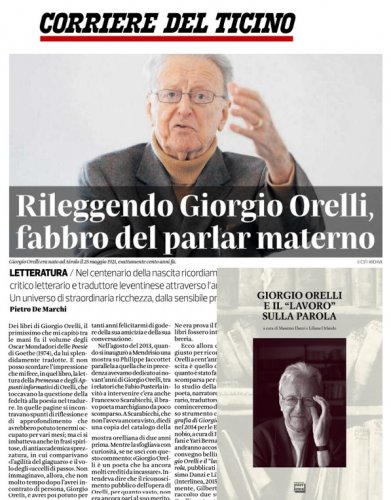 Giorgio Orelli e il "lavoro" sulla parola