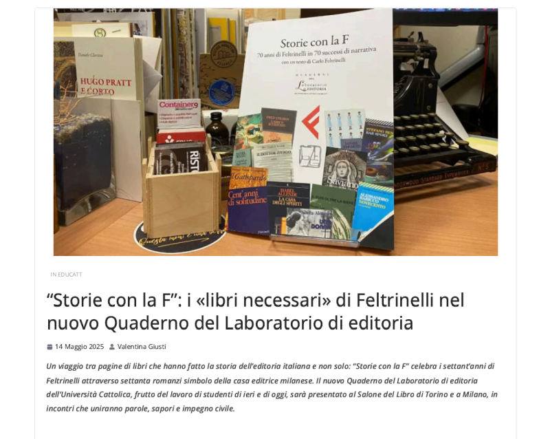 "Storie con la F": i «libri necessari» di Feltrinelli nel nuovo Quaderno del Laboratorio di editoria
