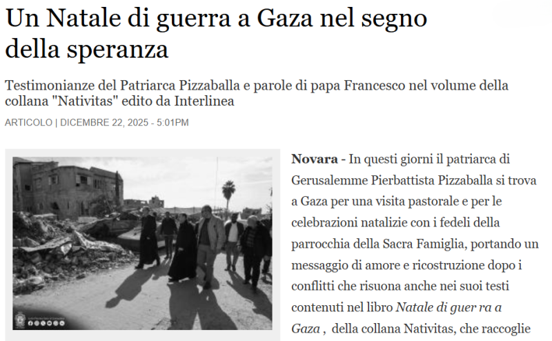 Natale di guerra a Gaza