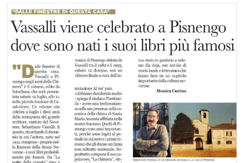 Vassalli viene celebrato a Pisnengo dove sono nati i suoi libri più famosi